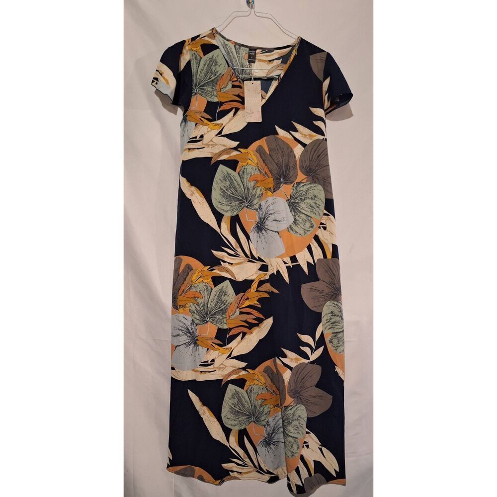 Emery Rose Women's Casual Plant Print Midi Dress Size Small NEW